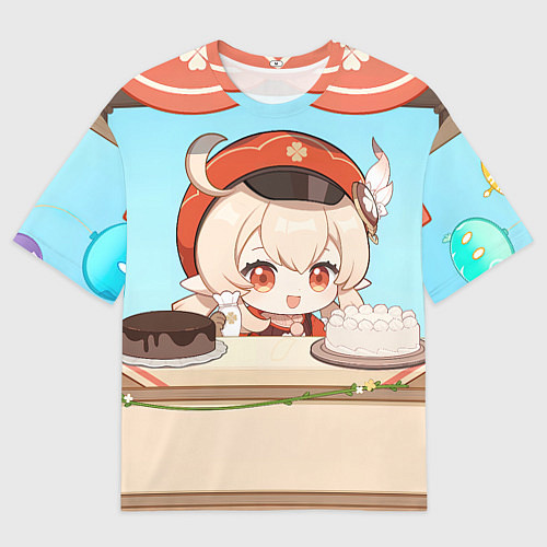 Мужская футболка оверсайз Genshin Impact Кли cute chibi / 3D-принт – фото 1
