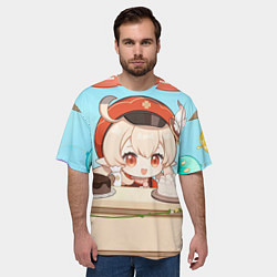 Футболка оверсайз мужская Genshin Impact Кли cute chibi, цвет: 3D-принт — фото 2