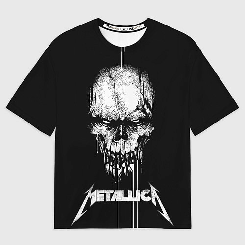 Мужская футболка оверсайз Металлика - белый череп / 3D-принт – фото 1