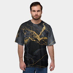 Футболка оверсайз мужская Золотой путь на черном граните, цвет: 3D-принт — фото 2