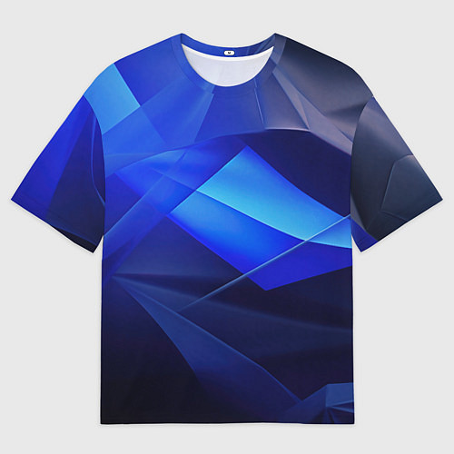 Мужская футболка оверсайз Черно-синий абстрактный фон / 3D-принт – фото 1