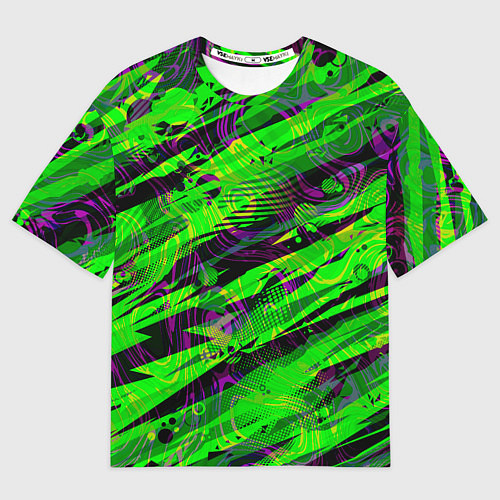 Мужская футболка оверсайз Зеленые узоры паттерны / 3D-принт – фото 1