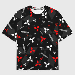 Футболка оверсайз мужская Mitsubishi - logo pattern, цвет: 3D-принт