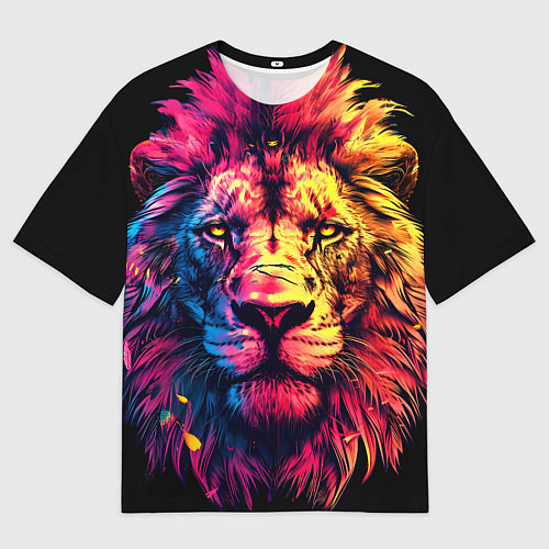 Мужская футболка оверсайз Старый огненный лев / 3D-принт – фото 1