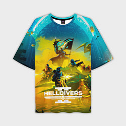 Мужская футболка оверсайз Битва helldivers 2