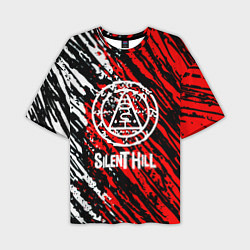 Футболка оверсайз мужская Silent hill краски белые и красные штрихи, цвет: 3D-принт