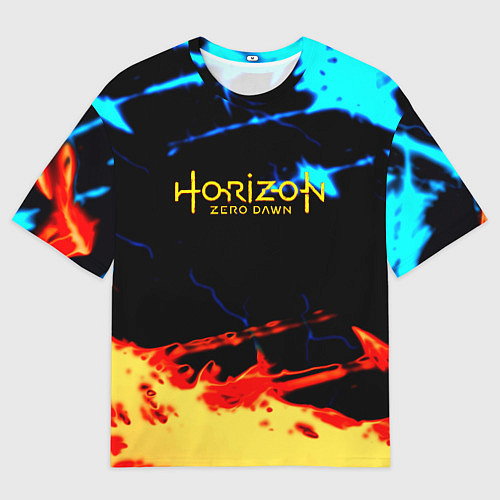 Мужская футболка оверсайз Horizon zero dawn огонь и лёд / 3D-принт – фото 1
