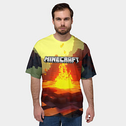 Футболка оверсайз мужская Minecraft костер и лого, цвет: 3D-принт — фото 2