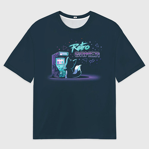Мужская футболка оверсайз Ретро геймер лисенок / 3D-принт – фото 1