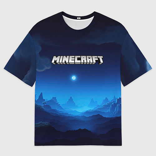 Мужская футболка оверсайз Minecraft logo night / 3D-принт – фото 1