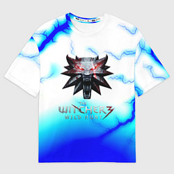 Мужская футболка оверсайз Ведьмак дикая охота молнии лого