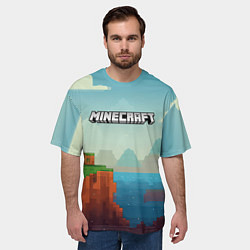 Футболка оверсайз мужская Minecraft logo квадратный мир, цвет: 3D-принт — фото 2