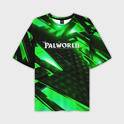 Мужская футболка оверсайз Palworld logo green neon / 3D-принт – фото 1