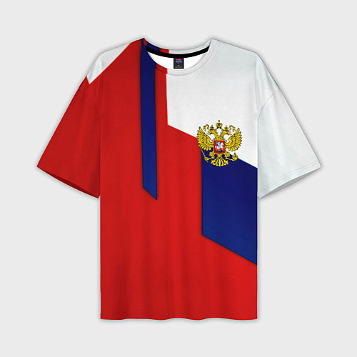 Мужская футболка оверсайз Спортивная текстура герб России / 3D-принт – фото 1
