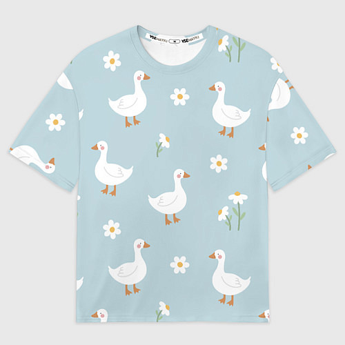 Мужская футболка оверсайз Гусиный узор / 3D-принт – фото 1