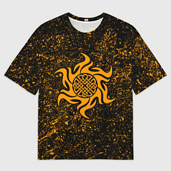 Мужская футболка оверсайз Оберег воина в символике солнца