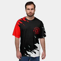 Футболка оверсайз мужская Manchester United flame fc, цвет: 3D-принт — фото 2
