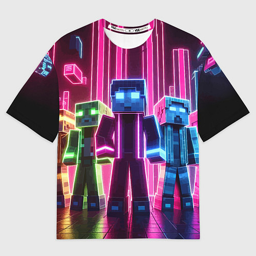 Мужская футболка оверсайз Minecraft characters - neon glow / 3D-принт – фото 1
