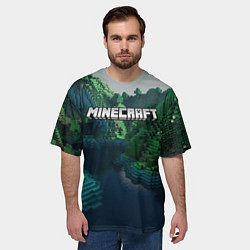 Футболка оверсайз мужская Minecraft logo зеленые квадратные кубы, цвет: 3D-принт — фото 2