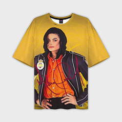 Футболка оверсайз мужская Michael Jackson на золотом фоне с графикой, цвет: 3D-принт