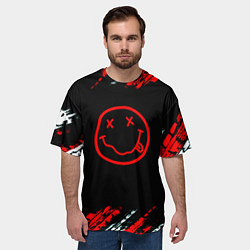 Футболка оверсайз мужская Нирвана текстура рок, цвет: 3D-принт — фото 2