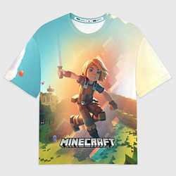Футболка оверсайз мужская Персонаж Minecraft в атаке, цвет: 3D-принт