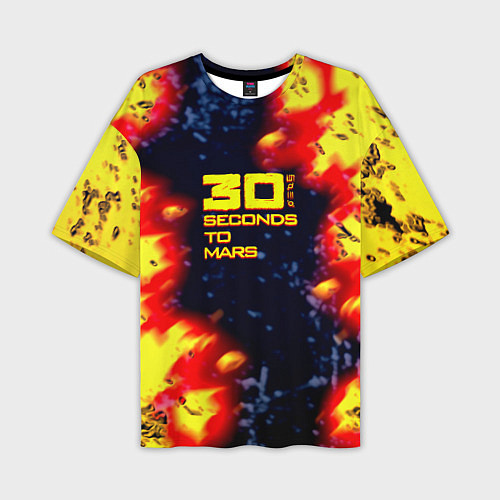 Мужская футболка оверсайз Thirty Seconds to Mars огненное лого / 3D-принт – фото 1