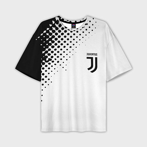 Мужская футболка оверсайз Juventus sport black geometry / 3D-принт – фото 1