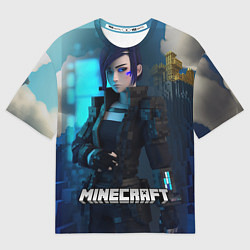 Футболка оверсайз мужская Minecraft cyberpunk woman, цвет: 3D-принт