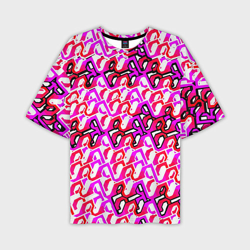Мужская футболка оверсайз Розовый узор и белая обводка / 3D-принт – фото 1