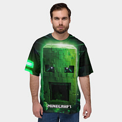 Футболка оверсайз мужская Minecraft зеленая большая голова, цвет: 3D-принт — фото 2