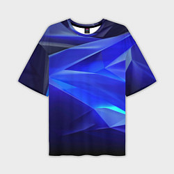 Футболка оверсайз мужская Black and blue abstract background sport style, цвет: 3D-принт