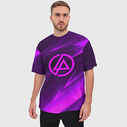 Футболка оверсайз мужская Linkin park neon stripes logo, цвет: 3D-принт — фото 2