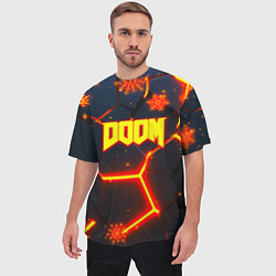 Футболка оверсайз мужская Doom плиты лого в огне, цвет: 3D-принт — фото 2