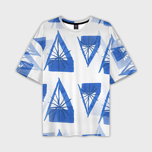 Мужская футболка оверсайз Акварельные треугольники со снежинками / 3D-принт – фото 1