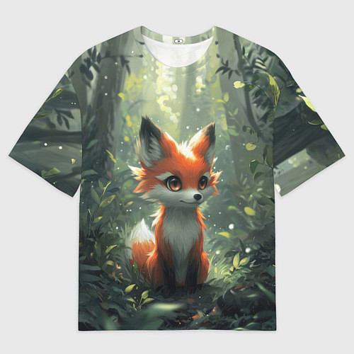 Мужская футболка оверсайз Лисёнок в солнечных лучах / 3D-принт – фото 1