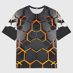 Футболка оверсайз мужская Нано соты шестиугольник, цвет: 3D-принт