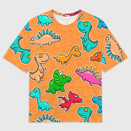 Мужская футболка оверсайз Маленькие динозавры / 3D-принт – фото 1