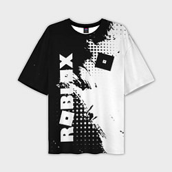 Мужская футболка оверсайз Роблокс - черно-белая абстракция