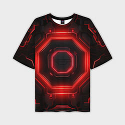 Мужская футболка оверсайз Nvidia style black and red neon