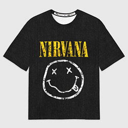 Футболка оверсайз мужская Джинсовка с nirvana, цвет: 3D-принт