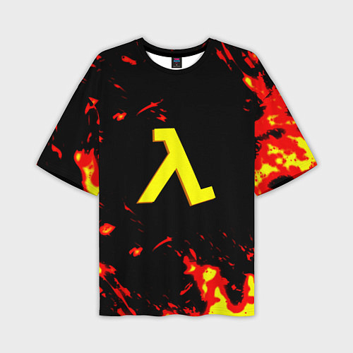 Мужская футболка оверсайз Half life огненный стиль лава / 3D-принт – фото 1
