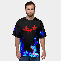 Футболка оверсайз мужская Алиса глитч огонь, цвет: 3D-принт — фото 2