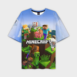 Мужская футболка оверсайз Minecraft pixel world