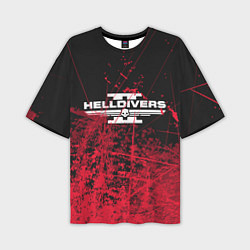 Мужская футболка оверсайз Helldivers 2 red
