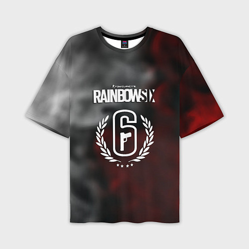 Мужская футболка оверсайз Rainbow six gradient fire / 3D-принт – фото 1