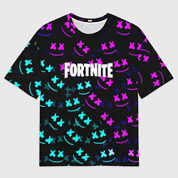 Футболка оверсайз мужская Marshmello neon fortnite, цвет: 3D-принт