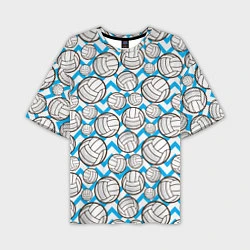 Футболка оверсайз мужская Мячи волейбольные паттерн, цвет: 3D-принт