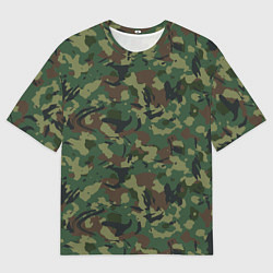 Футболка оверсайз мужская Камуфляж Woodland классический, цвет: 3D-принт