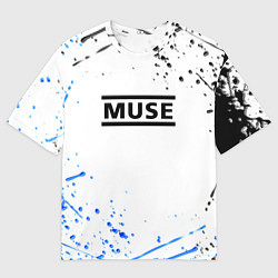 Мужская футболка оверсайз MUSE рок стиль краски